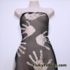 Gray Handprint Power Mesh Fabric – Black Sheer 4-Way Stretch Nylon Spandex