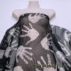 Gray Handprint Power Mesh Fabric – Black Sheer 4-Way Stretch Nylon Spandex