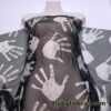 Gray Handprint Power Mesh Fabric – Black Sheer 4-Way Stretch Nylon Spandex
