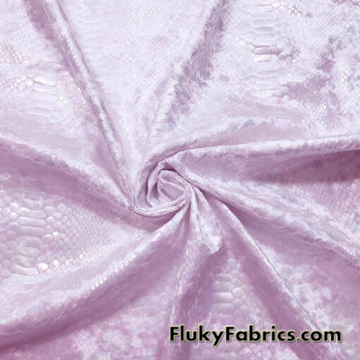 Iridescent on Pale Pink Exotic Dragon Scales Iridescent Metallic Foil on Crushed Ice Velvet