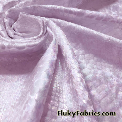 Iridescent on Pale Pink Exotic Dragon Scales Iridescent Metallic Foil on Crushed Ice Velvet