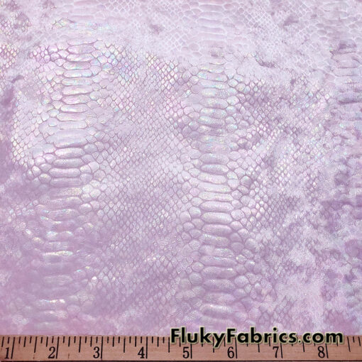 Iridescent on Pale Pink Exotic Dragon Scales Iridescent Metallic Foil on Crushed Ice Velvet