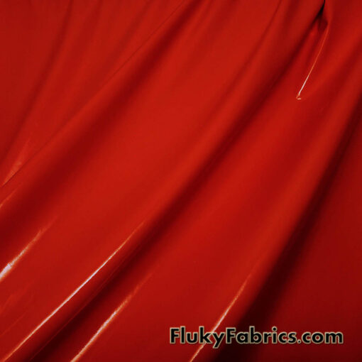 Rich Red Imitation Latex Fabric – Glossy Liquid Look with 4-Way Stretch