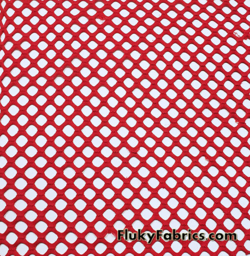 Ruby Red Color Big Hole Fishnet Fabric