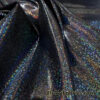Black with Iridescent Hologram Foil Spandex Fabric: Suncatcher 4-Way Stretch