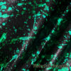 Green Splatter Metallic Foil, Shiny Black Stretch Mystique Nylon Spandex Fabric