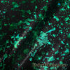 Green Splatter Metallic Foil, Shiny Black Stretch Mystique Nylon Spandex Fabric