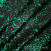 Green Splatter Metallic Foil, Shiny Black Stretch Mystique Nylon Spandex Fabric