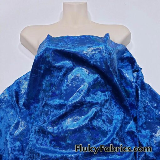 Royal Blue Ice Velvet with Mystique Iridescent Foggy Foil