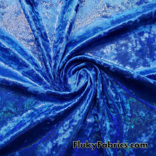Royal Blue Ice Velvet with Mystique Iridescent Foggy Foil