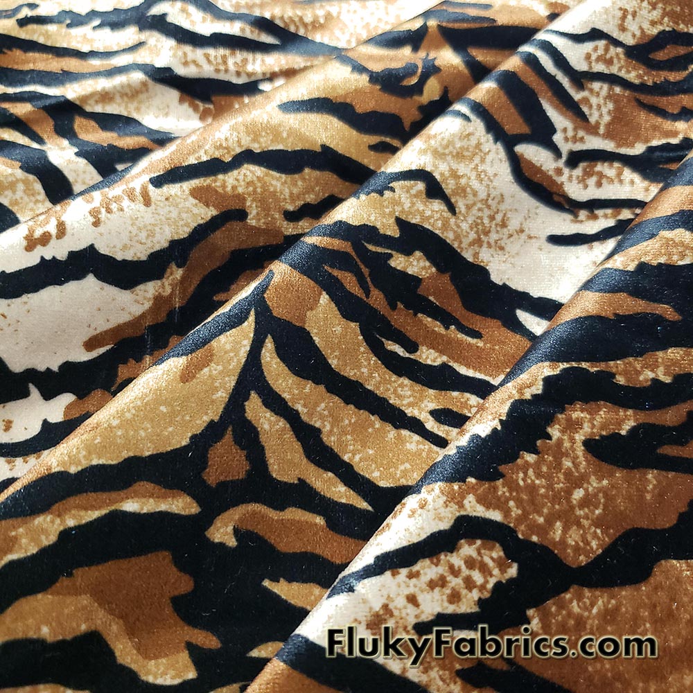 Tiger Print Velvet Stretch Fabric