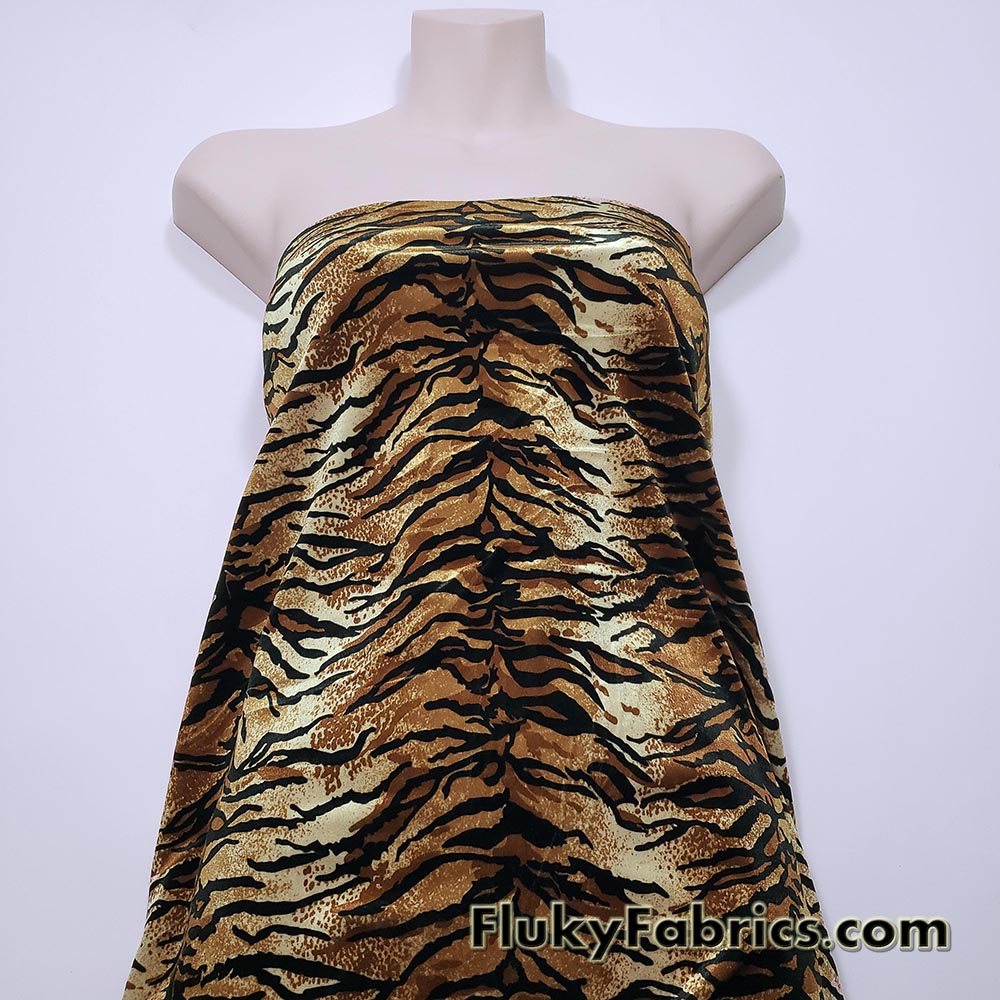 Tiger Print Velvet Stretch Fabric
