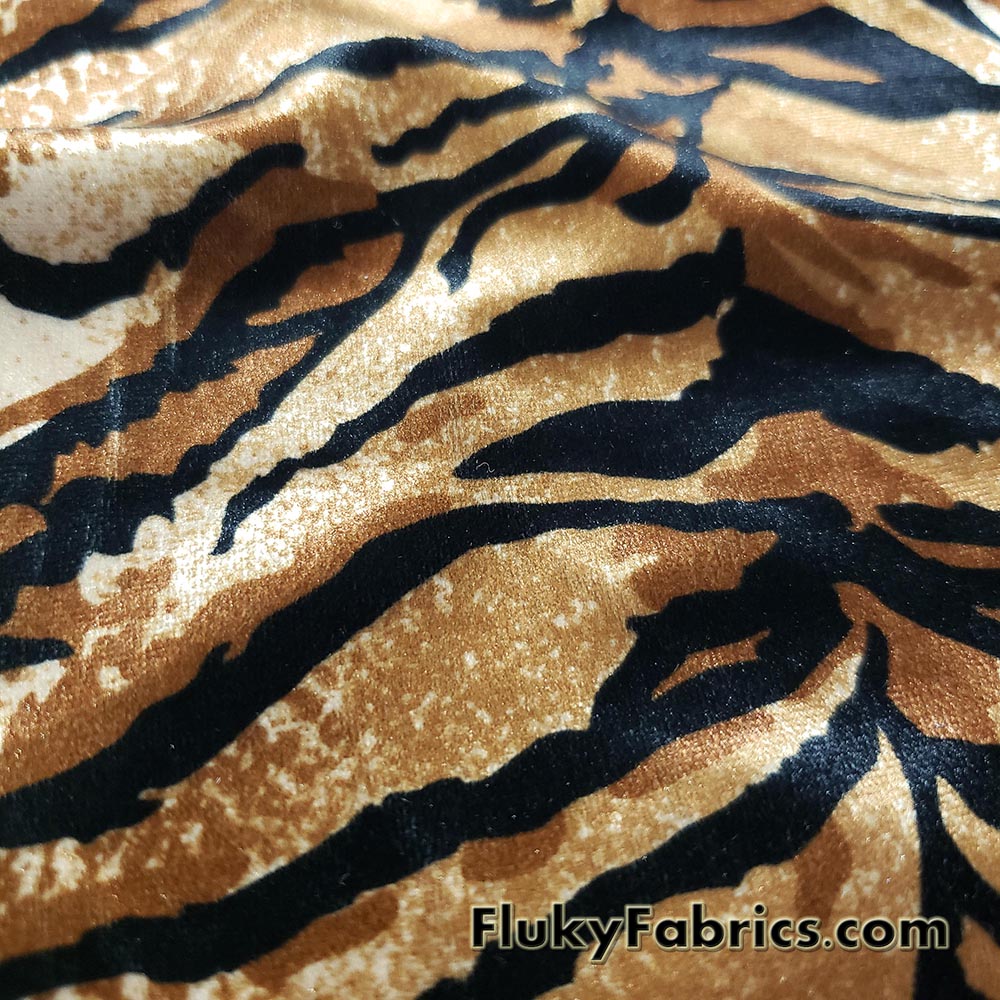 Tiger Print Velvet Stretch Fabric