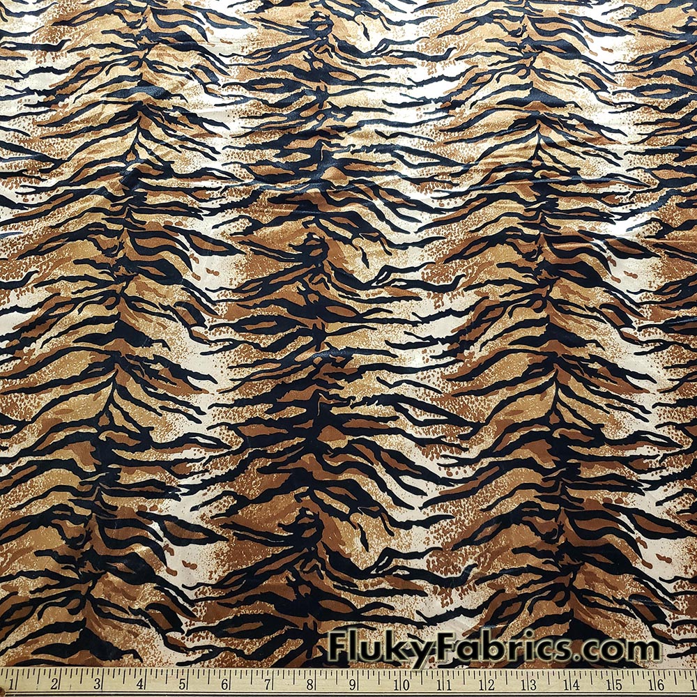 Tiger Print Velvet Stretch Fabric