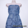Denim Blue Glitter Mesh Fabric 4-Way Stretch Sheer Spandex with Jeans Pocket Print