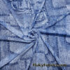 Denim Blue Glitter Mesh Fabric 4-Way Stretch Sheer Spandex with Jeans Pocket Print
