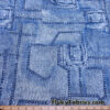 Denim Blue Glitter Mesh Fabric 4-Way Stretch Sheer Spandex with Jeans Pocket Print @flukyfabrics