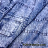 Denim Blue Glitter Mesh Fabric 4-Way Stretch Sheer Spandex with Jeans Pocket Print