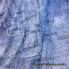 Denim Blue Glitter Mesh Fabric 4-Way Stretch Sheer Spandex with Jeans Pocket Print