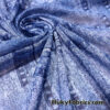 Denim Blue Glitter Mesh Fabric 4-Way Stretch Sheer Spandex with Jeans Pocket Print