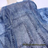 Denim Blue Glitter Mesh Fabric 4-Way Stretch Sheer Spandex with Jeans Pocket Print