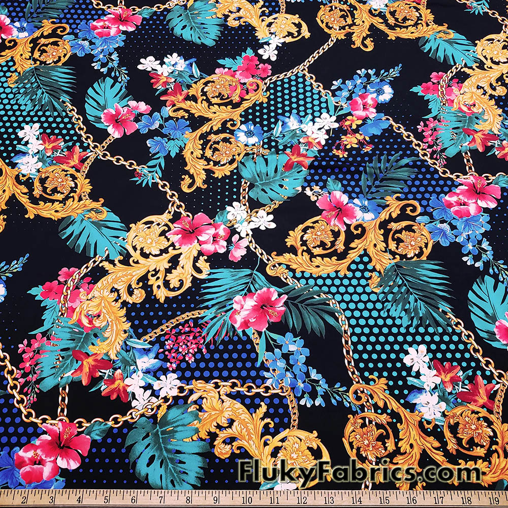Luxury Tropical Chain Floral Nylon Spandex Fabric