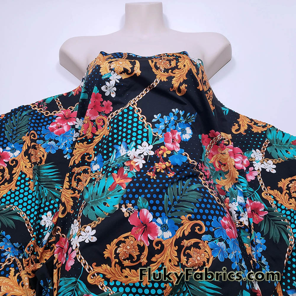 Luxury Tropical Chain Floral Nylon Spandex Fabric