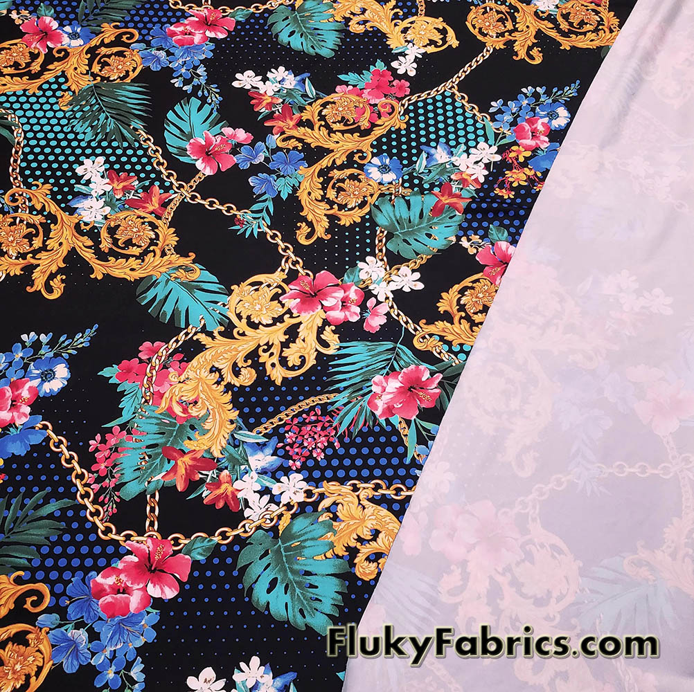 Luxury Tropical Chain Floral Nylon Spandex Fabric