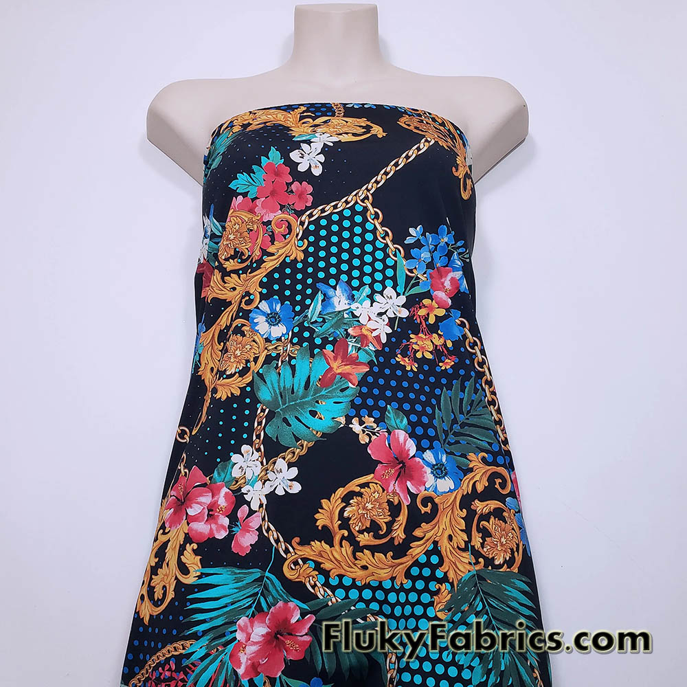 Luxury Tropical Chain Floral Nylon Spandex Fabric