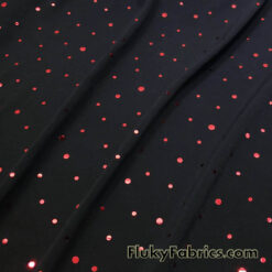 Black ITY Spandex with Red Metallic Sequins Dancewear Fabric