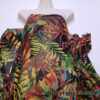 Tropical Floral Stretch Mesh Fabric – Colorful Jungle Leaves & Flowers Print