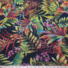 Tropical Floral Stretch Mesh Fabric – Colorful Jungle Leaves & Flowers Print