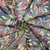 Tropical Floral Stretch Mesh Fabric – Colorful Jungle Leaves & Flowers Print