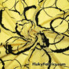 Yellow Black Velvet Circle Mesh Fabric