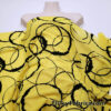 Yellow Black Velvet Circle Mesh Fabric