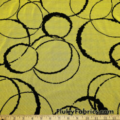 Yellow Black Velvet Circle Mesh Fabric @flukyfabrics