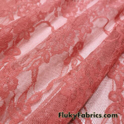 Light Coral 4-Way Stretch Lace Fabric – Lightweight and Sheer