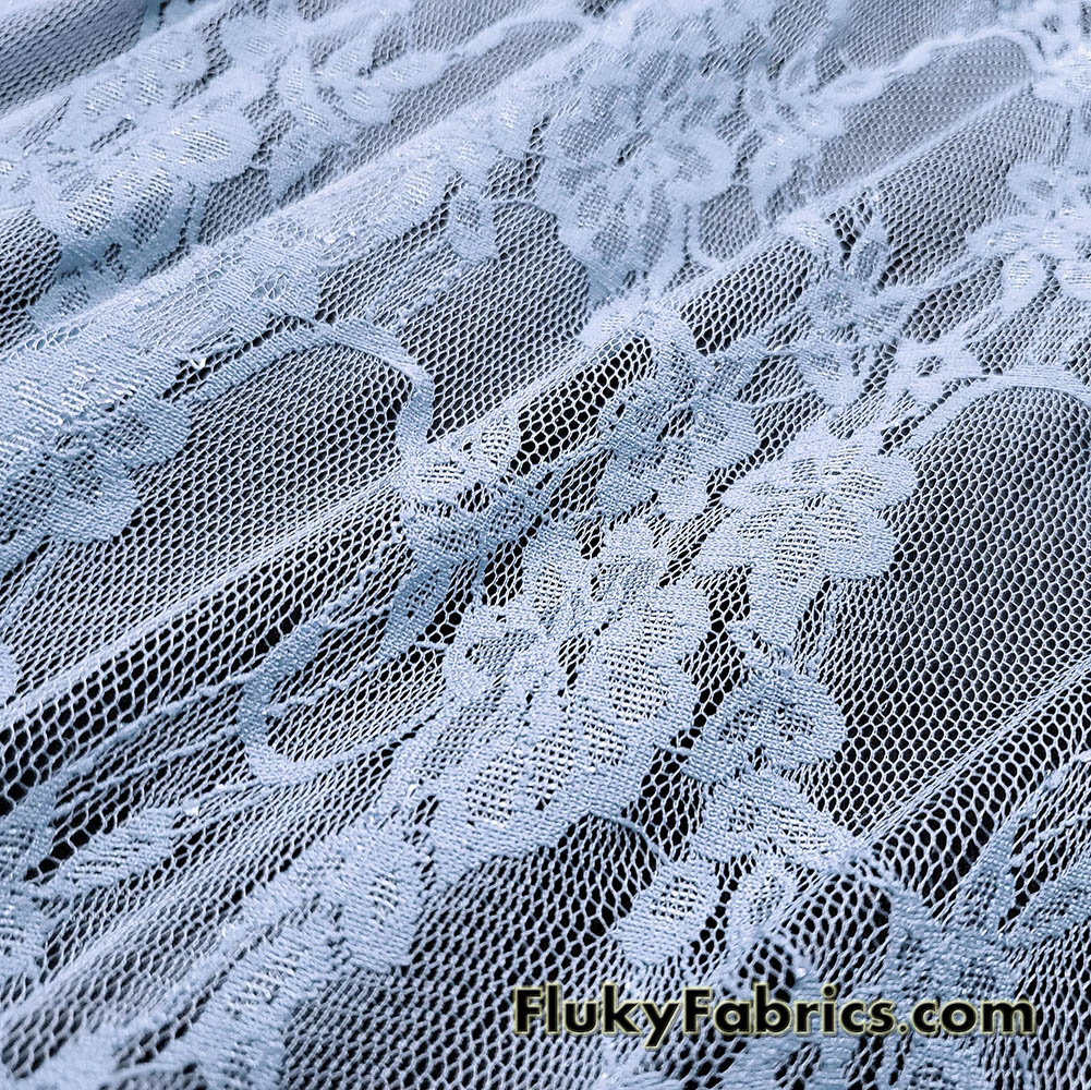 Baby Blue 4-Way Stretch Lace Fabric – Lightweight and Sheer