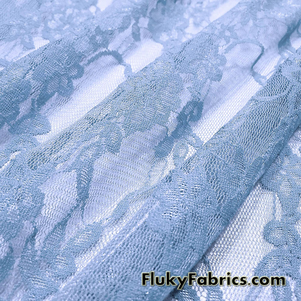 Baby Blue 4-Way Stretch Lace Fabric – Lightweight and Sheer