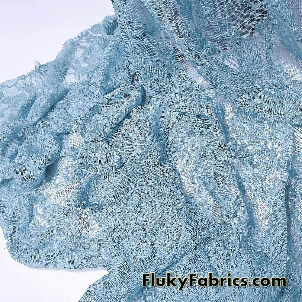 Baby Blue 4-Way Stretch Lace Fabric – Lightweight and Sheer