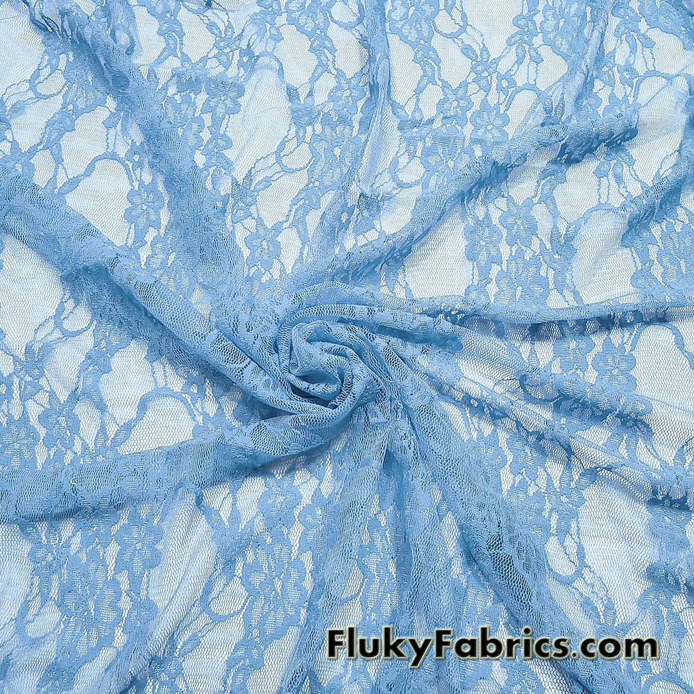Baby Blue 4-Way Stretch Lace Fabric – Lightweight and Sheer