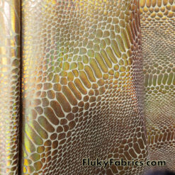 Iridescent Gold Snake Foil on Gold Nylon Spandex 4-Way Stretch