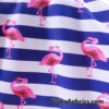 Pink Flamingos and Navy Stripes Print on 4-Way Stretch Swimsuit Nylon Spandex