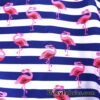 Pink Flamingos and Navy Stripes Print on 4-Way Stretch Swimsuit Nylon Spandex