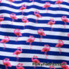 Pink Flamingos and Navy Stripes Print on 4-Way Stretch Swimsuit Nylon Spandex