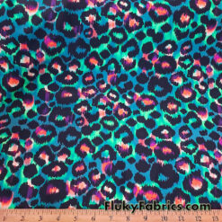 Shades of Green Tie Dye Style Colorful Leopard Print Nylon Spandex Fabric