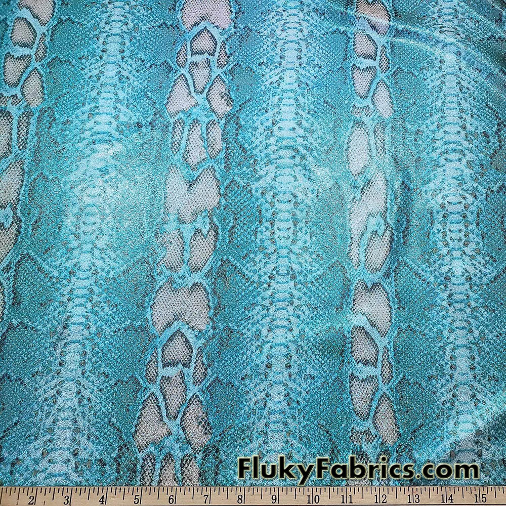 Shiny Blue Snake Skin with Lurex Nylon Spandex Bikini Swimsuit Swimwear Fabric