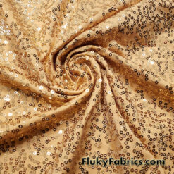 Gold on Gold Sequin Fabric: 4-Way Stretch Poly Spandex, Mini Sequins