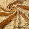 Gold on Gold Sequin Fabric: 4-Way Stretch Poly Spandex, Mini Sequins