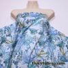 Watercolor Coral Reef Nylon Spandex Fabric by the Yard, Blue Ocean Print Swimwear Fabric